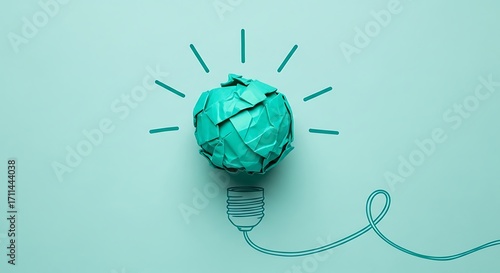 Brainstorming new ideas with crumpled paper bulb