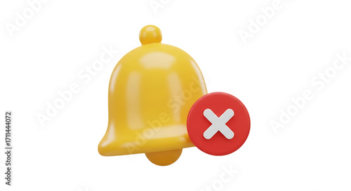 Yellow bell red cross symbol isolated on a transparent background