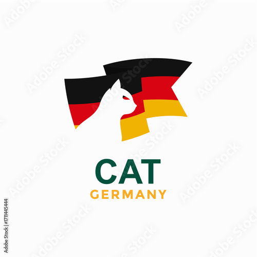 cat and Germany flag in negative space logo