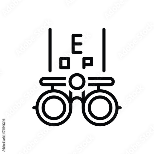 Black line icon for eye exam