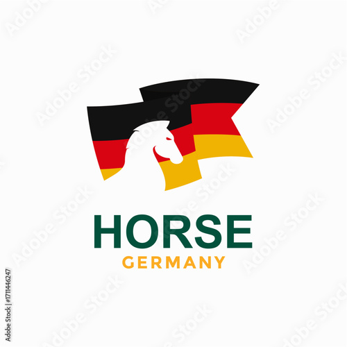 horse and Germany flag in negative space logo