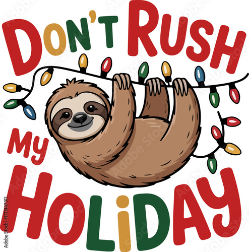 Holiday sloth cartoon
