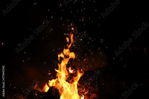 fire on a black background