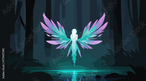 Mythical creature in dark forest