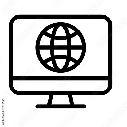 Global Access Line Icon of Online Learning Management Systems (LMS) Icon Set