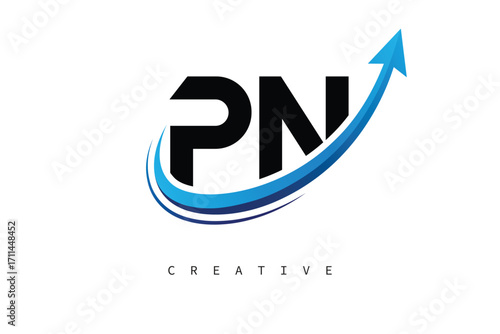 Canvastavla PN Letter Logo with Dynamic Arrow Swoosh – Modern Business Branding, Growth, Pro