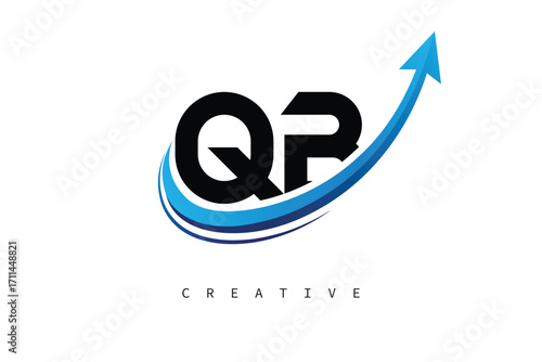 QB Letter Logo with Dynamic Arrow Swoosh – Modern Business Branding, Growth, Progress & Innovation Symbol