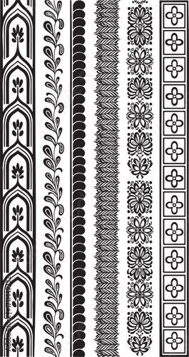 Intricate Black and White Border Designs: Ornamental Patterns, Decorative Dividers, Vintage Style, Floral & Geometric Elements for Graphic Design