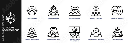 Focus Groups Line Icon Set