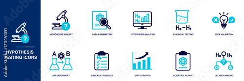 Hypothesis Testing Blue Colored Outline Icon Set