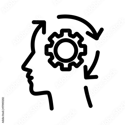 Cognitive Adaptation Line Icon of Adaptive Learning Icon Set