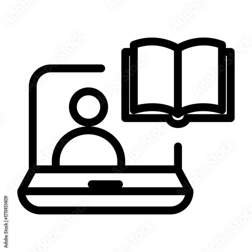 Online Reading Session Line Icon of Blended Learning Icon Set