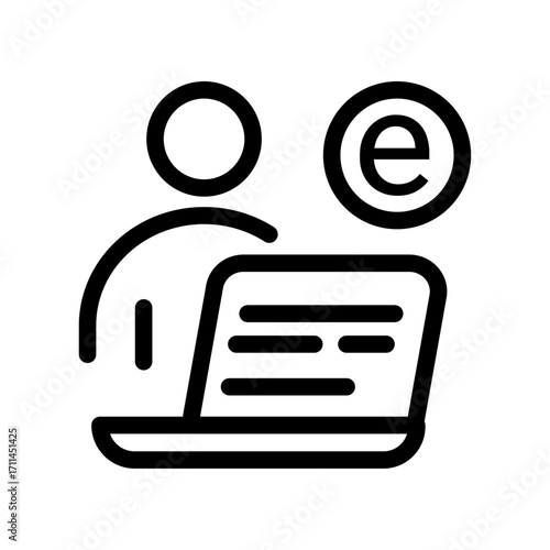 E-Learning Overview Line Icon of Blended Learning Icon Set