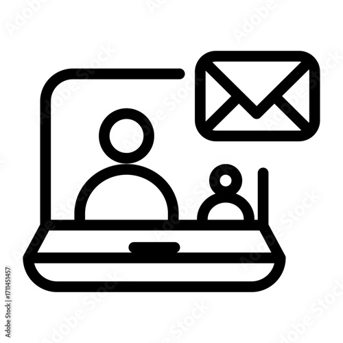 Remote Learning Communication Line Icon of Blended Learning Icon Set