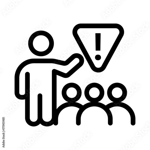 Teacher Giving Instructions Line Icon of Flipped Classroom Icon Set
