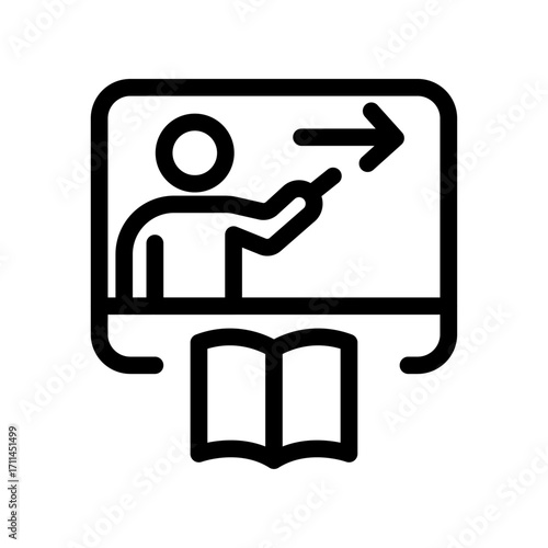 Teacher Presenting Lesson Line Icon of Flipped Classroom Icon Set