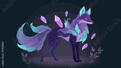 Mystical fox with crystals