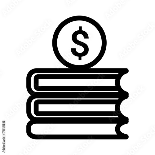 Stack of Books with Dollar Sign Line Icon of Student Loans Icon Set