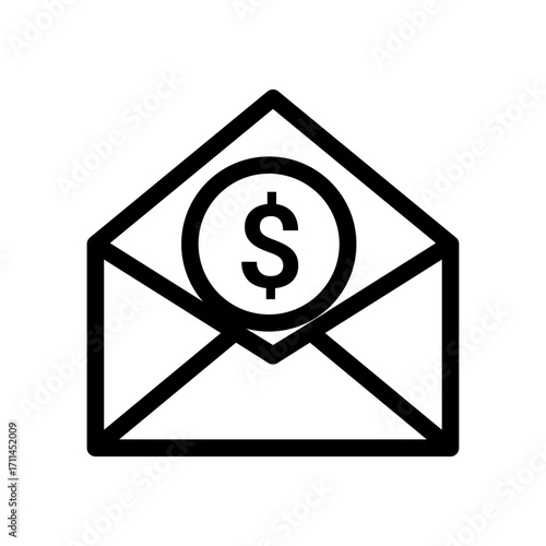 Envelope with Dollar Sign Line Icon of Financial Aid Icon Set