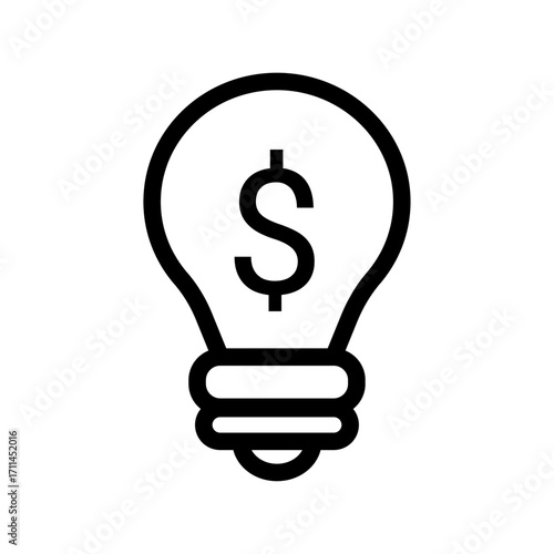 Light Bulb with Dollar Sign Line Icon of Financial Aid Icon Set