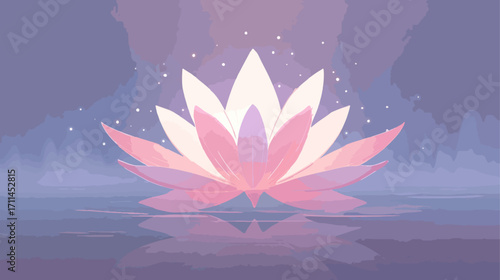 Pink lotus flower floating on water