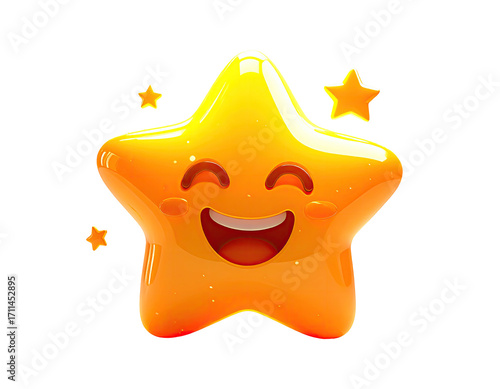 Smiling star emoji, 3D rendered