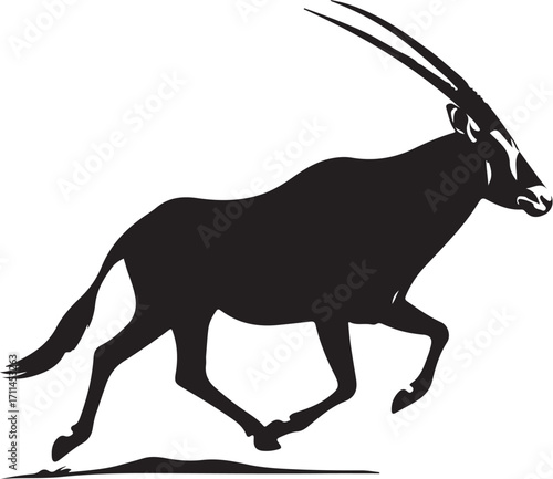 Majestic oryx running wild across African plains