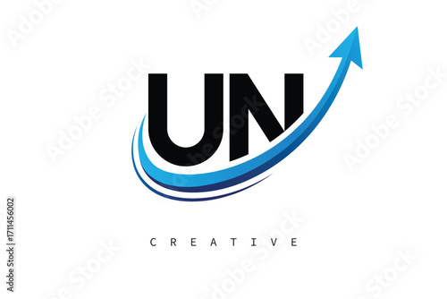 Free Download UN Letter Logo with Dynamic Arrow Swoosh – Modern Business Branding, Growth, Progress & Innovation Symbol - GFXLoad