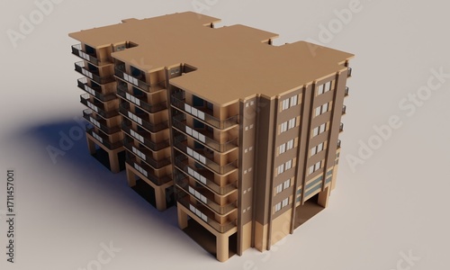 Top view modern apartment model 3d rendering architecture wallpaper background
