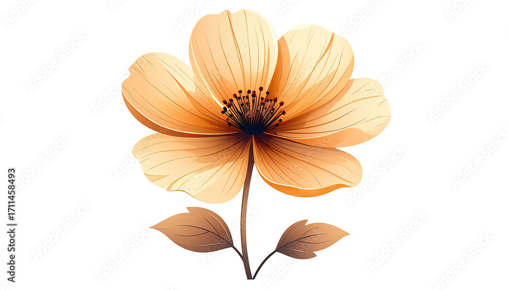 Fototapeta premium A single, light orange flower