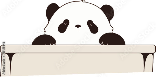 Playful Peek-a-Boo Panda: A charming cartoon panda playfully peeks over a table, inviting smiles and adding a touch of whimsy to any scene. 
