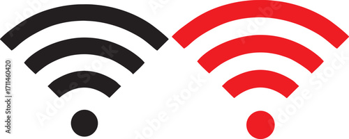 wi-fi, wifi, signal, wireless, connection, internet, network, technology, communication, symbol, icon, black, red, parallel, comparison, digital, data, access, broadcasting, waves, radio, frequency, c
