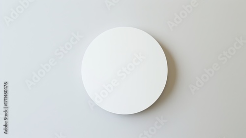 A simple white circular object mounted on a light-colored wall, emphasizing minimalism.