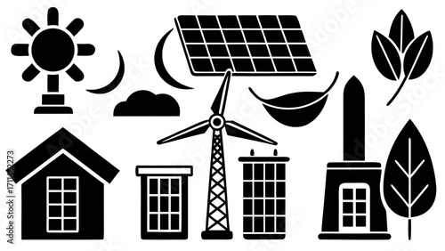 Illustration showcasing renewable energy sources like solar wind and geothermal power generation methods created with generated ai