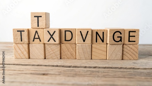 Wallpaper Mural Wooden blocks form letters T, A, X, D, V, N, G for tax advantage concept on rustic wooden background Torontodigital.ca