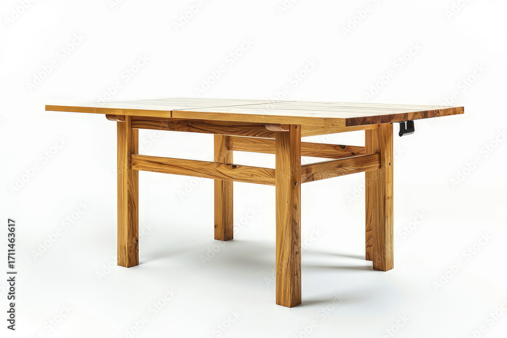 Fototapeta premium A wooden dining table with a simple design and sturdy construction, suitable for meals and gatherings.