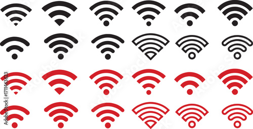 wifi, wi-fi, wireless, internet, connection, signal, strength, bars, indicator, icon, symbol, graphic, design, vector, set, collection, technology, network, connectivity, digital, data, transmission, 