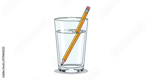 The apparent bending of a pencil in a glass of water demonstrates refraction.