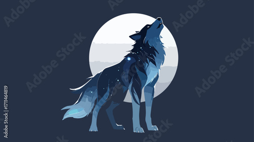 Majestic wolf silhouette under moonlight
