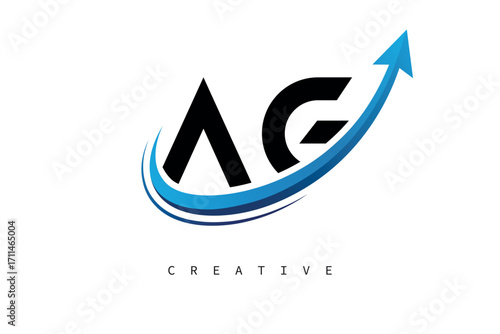 AG Letter Logo with Dynamic Arrow Swoosh – Modern Business Branding, Growth, Progress & Innovation Symbol