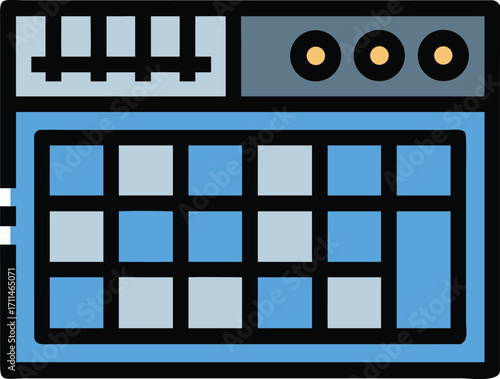 A blue and white electronic music controller, showcasing a modern design for DJs and music producers.