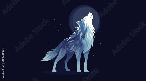 Wolf howling at night