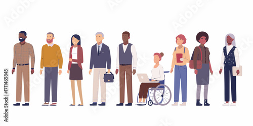 Diverse group of people standing together showcasing inclusion and diversity in the workplace