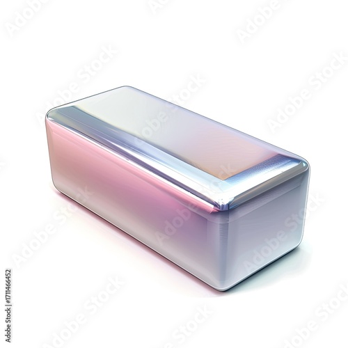 A shiny, metallic rectangular block with a gradient finish.