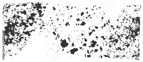 Sponge texture paint effect. Grunge brush stamp. Vector spray element. Distressed stamp, splatter sprinkles. Isolated black grunge letterpress stain element overlay. Grainy texture on transparent bg