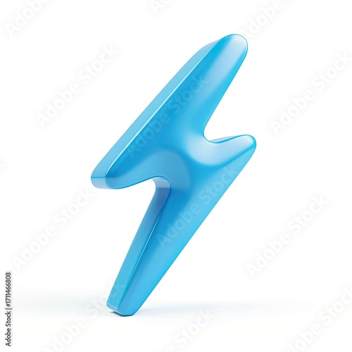 A glossy blue lightning bolt symbol representing energy or power.