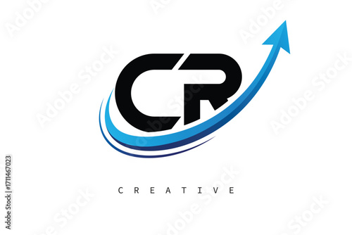 CR Letter Logo with Dynamic Arrow Swoosh – Modern Business Branding, Growth, Progress & Innovation Symbol
