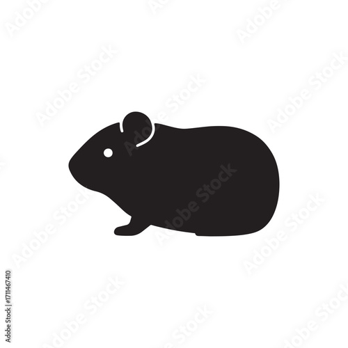 Black silhouette of a hamster isolated on white background