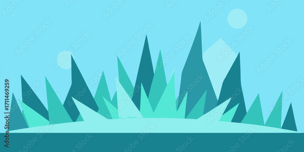 Obraz premium Abstract Fractal Frozen Meadow in Soft Cyan Tones