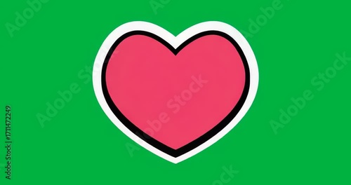 Initiating pink heart pulsing glow on transparent canvas, growing then shrinking showing heartbeat